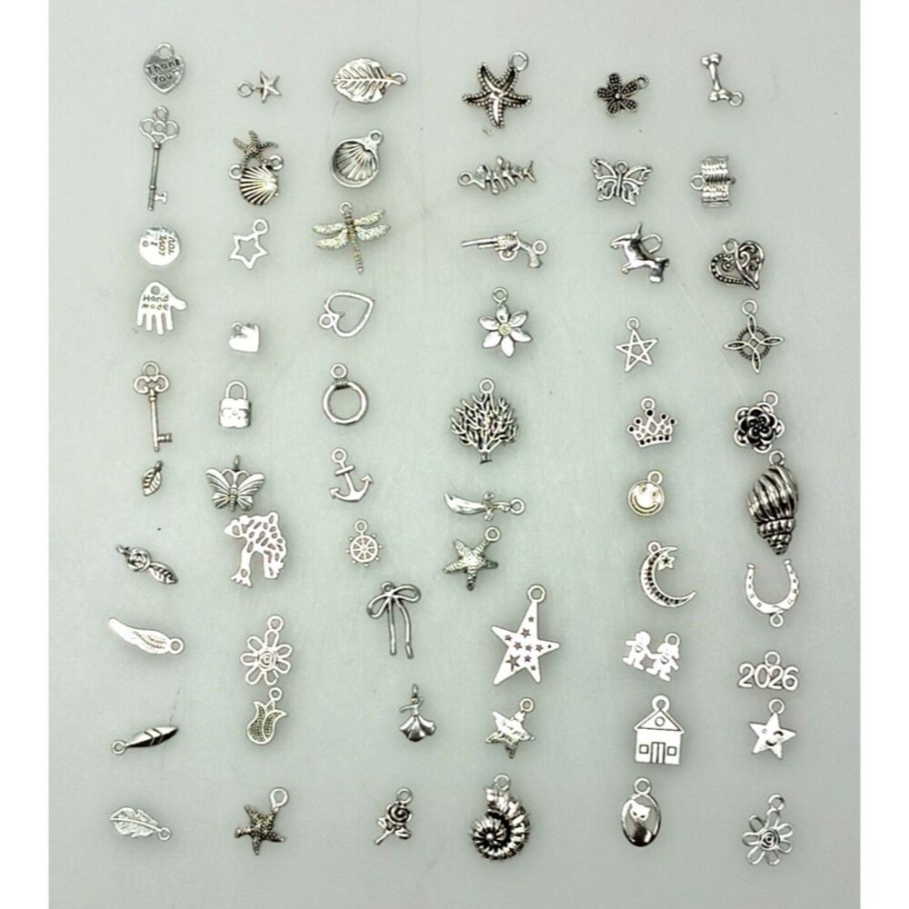 60 Mixed Tibetan Silver Charms Lot Pendant Jewelry Making Craft Supplies